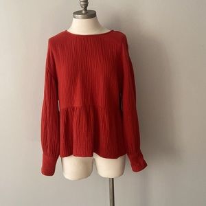 Madewell Red Peplum Blouse
